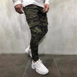 2019 Men's Pants Army Green Camouflage Slim Long Pants Patchwork Casual Jeans Men Modis Streetwear212l