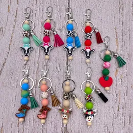 Manufacturer produces direct sales Western style personalized colorful tassel beaded keychain