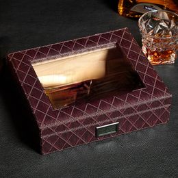 Portable Cedar Wood Cigar Humidor Box Top Glass Cigars Storage Case W/ Humidifier Hygrometer Cigar Accessories Factory Outlet