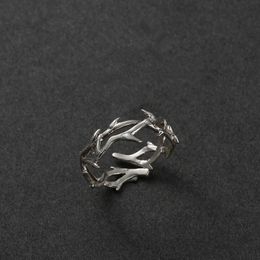 Fashion Punk Irregular Thorns Couple Rings Retro Hip-hop Personality Adjustable Finger Ring for Men Women Lovers Jewelry Gifts