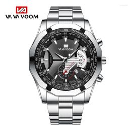 Wristwatches VAVA VOOM Luxury Men's Watches Stainless Steel Band Fashion Waterproof Quartz Watch For Man Calendar Male Clock Reloj Hombre