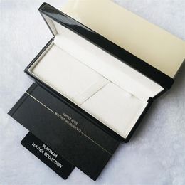 High Quality Black wood leather Case Suit For Fountain Ballpoint Roller Ball Pen Box with The Warranty Manual A8269D