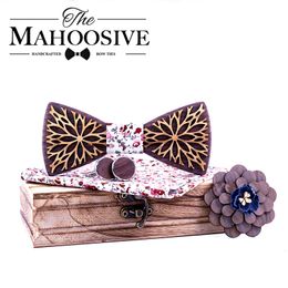 Bow Ties Design 100 Wood Men Tie Classic Business Neck Wooden bow For Suit Wedding Party Necktie Factory Sale 230718