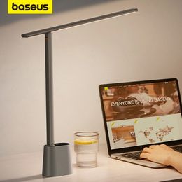 Other Home Decor Baseus LED Desk Lamp Eye Protect Study Dimmable Office Light Foldable Table Lamp Smart Adaptive Brightness Bedside Lamp For Read 230718