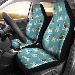 Car Seat Covers Cute Beagles Print Green All Might Animal Accessories Pack Of 2 Universal Front Protective Cover