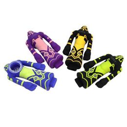 New Style Hackers Shape Innovative Silicone Pipes Glass Nineholes Philtre Screen Bowl Portable Easy Clean Herb Tobacco Cigarette Holder Hand Smoking Handpipes