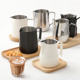 Cups Saucers Coffee Milk Frothing Pitcher Jug 304 Stainless Steel With Scale Latte Steam Paint Process Kitchen Cafe Accessories