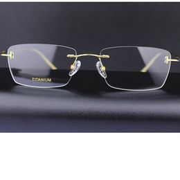 New lightweight 567 Pure-Titanium Frame rimless glasses for men 54-18-145 norble rectangular business eyeglasses for prescription 3148