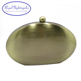 Evening Bags Royal Nightingales oval metal hard shell clutch and evening bag goldsilverbronzegun suitable for womens parties dances 230719