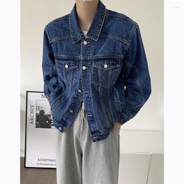 Men's Jackets 2023 Autumn Korean Style Double Pockets Denim Men Casual Loose Shoulder Pad Short Section Coat M-XXL