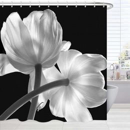 Shower Black Flower Bathroom Shower Curtain Modern Decor Cloth Rose Shower Curtain BlackWhite Floral Art Design Bath