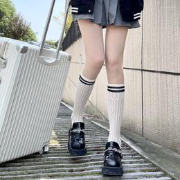 Women Socks Autumn Japanese Preppy Style Gothic White Middle Tube Stockings Streetwear Girls Sweet Cute Fashion Punk JK