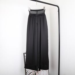 Pantaloni da donna Wangg Capris Designer di marchi di lusso Anagram Logo Nuovi pantaloni francesi in cotone e seta elastica e pantaloni a gamba dritta dritti sciolti pantaloni casual