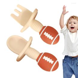 Dinnerware Sets Kid Silicone Plate Rugby Ball Shape Divided Feeding Self Training Dish Kids Supplies For