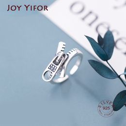 Punk 925 Sterling Silver Zipper Rings For Women Adjustable Size Finger Ring Fashion Sterling Silver Jewellery