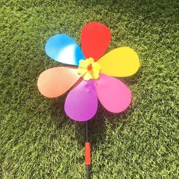 Colorful Novelty Toy Plastic Thin Slice Windmill Pinwheel Self Assembly Flower Wind Spinner DIY Gift for ChildrenZZ