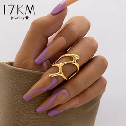 17KM Gold Color Irregular Ring Fashion Hollow Adjustable Silver Rings For Women Man Minimalism New Trend Vintage Party Jewelry