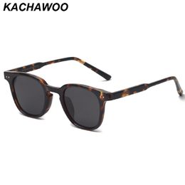 Kachawoo square sunglasses men polarized tr90 frame rivet brown black sun glasses for women birthday gifts high quality handmade