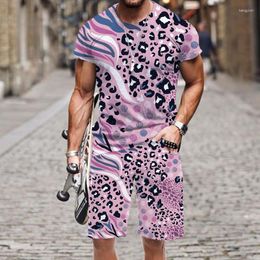 Men's Tracksuits T-shirt Shorts Set Beach Leopard Print Pattern Fashion Summer Harajuku Luxury Sportswear 2023 Hip-hop 3D Printed