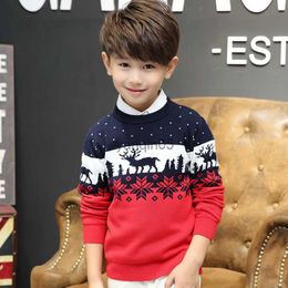 Pullover Christmas Sweater Boys Girl Kids Children Jumpers O-Neck Knitted Sweater Pullover Cartoon Teenager Girls Sweater New Year Costum HKD230719