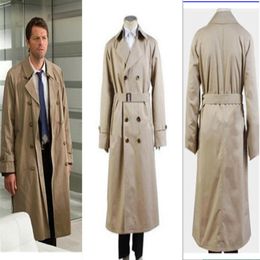 Supernatural Hunter Angel Emmanuel Cas Castiel Twill Trench Coat Cosplay Costume233z