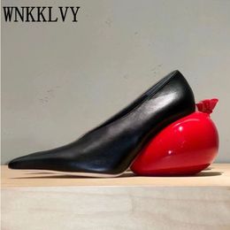 Dress Shoes Balloon Heel Design Monochrome Pointed Toe Pumps Women Genuine Leather Shallow Mouth Gladiator Single Shoes Spring Party Shoes 230718