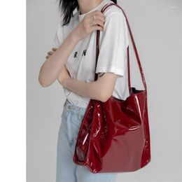 Evening Bags Vintage Female Large Capacity Ladies Shopping Bag Fashion Patent Leather Women Shoulder Casual Solid Colour Tote Handbags