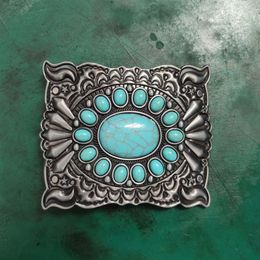 1 Pcs Western Turquoise Stone Cowgirl Cowboy Belt Buckle For Men Women Fit 4cm Wide Jeans Belts Head3169