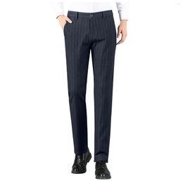 Men's Suits Business Casual Vertical Stripe Straight Leg Trousers Pants Male Suit Breathable