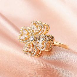 Band Rings Fashion Lucky Four Leaf Clover Rotating Ring for Women Charm 360 Rotatable Release Stress Anxiety Jewelry Birthday Gift J230719