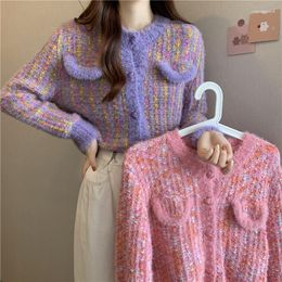 Women's Knits Sweater Spring And Autumn 2023 Style Foreign Heavy Handmade Short Temperament Long Sleeved Cardigan