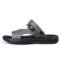 Leather Men Summer Beach Shoes Sandals Casual Holiday Thick-soled Comfortable Breathable Non-slip Sli 94