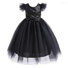 Girl Dresses White Black Girls Princess Dress Sequin Tulle Wedding Party Gown For Children Kids Evening Formal Pageant First Communion