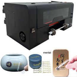 All In One Automatic UV DTF Printer Dual XP600 Heads White Ink Varnish Cup Wrap Crystal Label