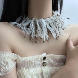 Chains Design Artistic Plush Tassel Choker Delicate Unique Harajuku Necklace Clavicle Collar For Women Female Fashion Party Jewelry