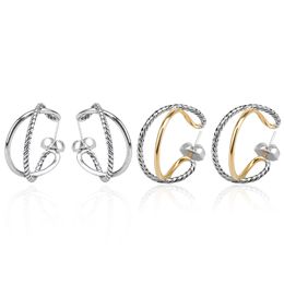 C-shaped Interlocking Twist Design Hoop Earrings Dainty White Gold Plated Brass Hoops Earrings Jewellery for Women