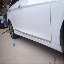High quality stainless steel car Side door body decoration bar strip scuff protection sticker for Hyundai Sonata YF 2011 -2014295N