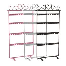Jewelry Pouches Bags 48 Hole Earrings Ear Studs Display Rack Metal Holder Stand Organizer Showcase Pink 295 160mm For Retail Envi2389