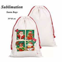 Santa Sublimation Blanki worki DIY spersonalizowana torba na sznurka