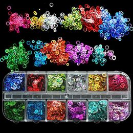 Nail Art Decorations 12Grids/Box Mixed Size Glitter Flakes Sequins Hollow Round/Pentacle/Fruit Slices Paillette Charms Ta63