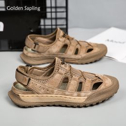 Sandals Golden Sapling Summer Loafers Breathable Men's Outdoor Sandals Fashion Platform Shoes Classics Men Casual Flats Mountain Sandals 230718
