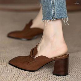 Slippers Women Casual Mules Shoes Summer Chunky Sexy High Heels Sandals 2023 Brand Dress Pumps Slingback Flip-flops Slides