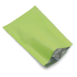 300Pcs Lot Matte Green Aluminium Foil Open Top Vacuum Storage Pouch Nuts Bean Package Heat Sealable Mylar Bags Flat Top Packaging B239Z