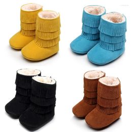 First Walkers Solid Fringe Baby Boys Snow Boots Winter Children Shoes Fur Warmer Born 0-3year Girls Moccasins Suede Shoe