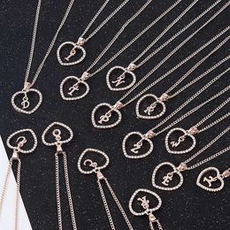 Romantic Love Pendant Necklace For Girls 2020 Women Rhinestone Initial Letter Necklace Alphabet Gold Collars Trendy New Charms239G
