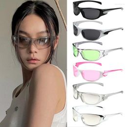 Sunglasses Men's Silver Y2K Outdoor Cycling Sports Sun Glasses Women Vintage Shades Trendy Punk Goggle Eyewear 2000S Aesthetic