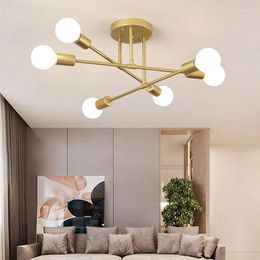 Chandeliers Nordic Modern Led Ceiling Ligh Bedroom Kitchen Living Room Study Simple Home Decor 6 Head E27 Iron Art Lamp