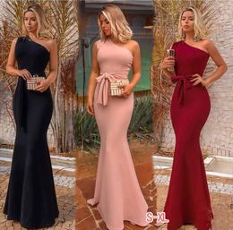 Urban Sexy Dresses one-shoulder dinner evening dress ladies elegant black sleeveless A-line long dress formal robe evening dress 230719