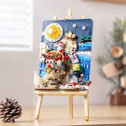 Blocks Mini Building Blocks Christmas Sleigh Bike Drawing Kids Building Toys DIY Puzzle Bricks Girls Boys Holiday Gifts Home Dcor