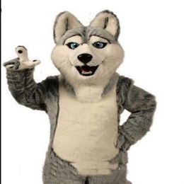 2018 High quality Fancy Gray Dog Husky Dog With The Appearance Of Wolf Mascot Costume Mascotte Adult Cartoon Character Party 273l